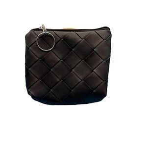 Black Quilted Women's Coin Purse with attached Keyring